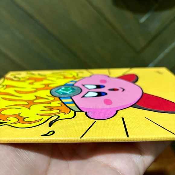 Fire Kirby Canvas Painting 5x7 - Picture 6 of 7
